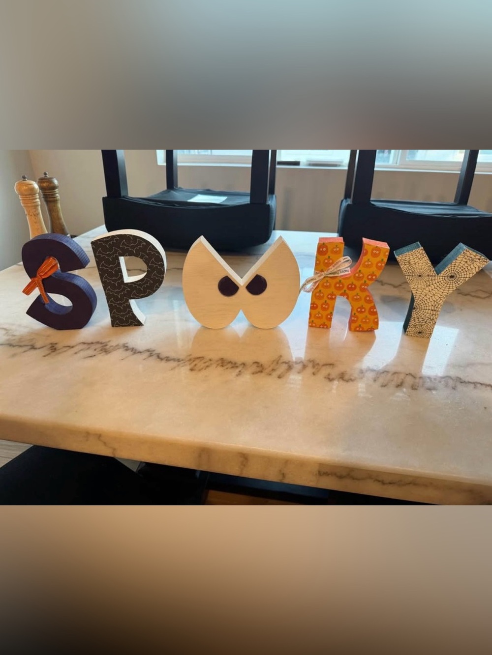 Colorful Decorative Wooden Letters - S P O O K Y